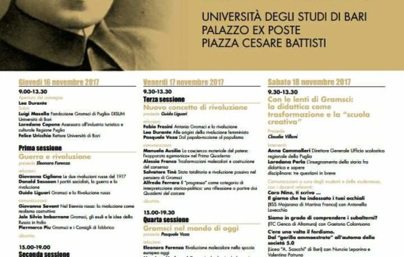 CONVEGNO INTERNAZIONALE SU ANTONIO GRAMSCI a Bari dal 16 al 18 Novembre