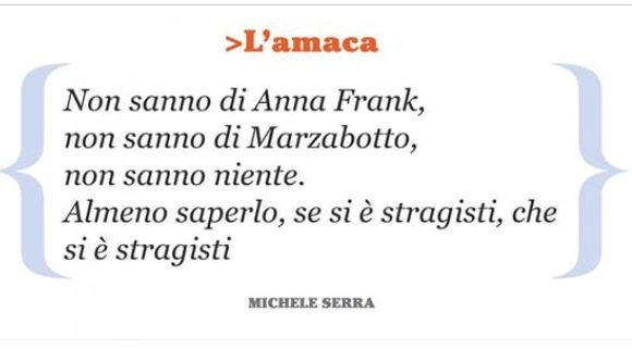 Ritorniamo su MARZABOTTO simbolo della Resistenza e delle stragi nazi-fasciste. Michele Serra, “L’amaca” su La Repubblica del 14 novembre.